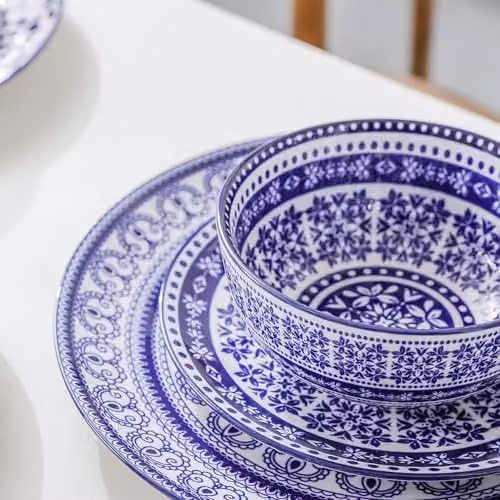 Simpa Blue Florentine Floral Porcelain 18-Piece Dinner Set – 2