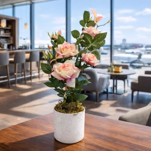 Leaf Design UK Pink Rose Artificial Potted Plant, Height: 50 cm – 2