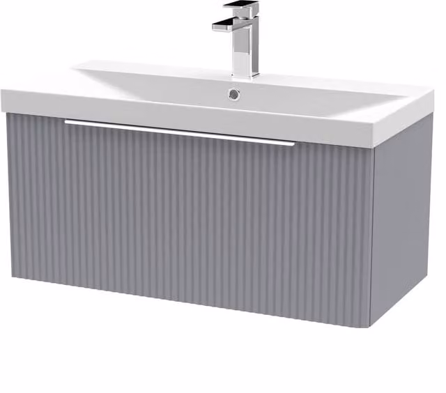 Balterley Tixall 1 Drawer Vanity Unit with Thin Edge Basin, Satin Grey, W: 80 cm – 1