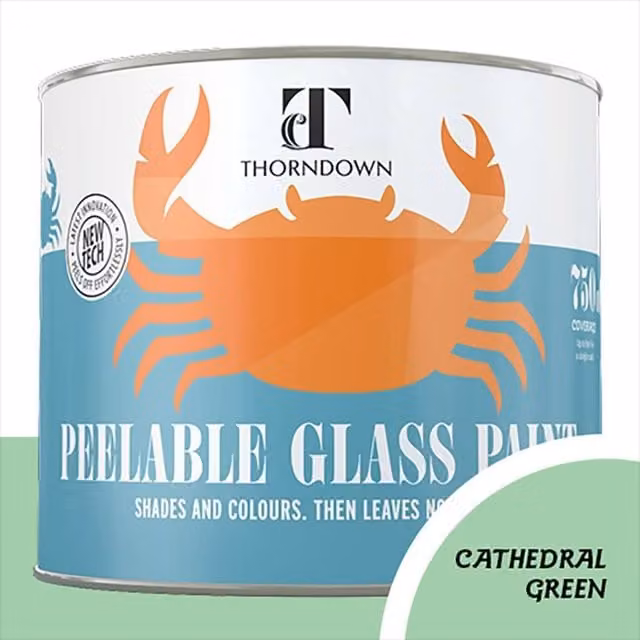 Thorndown Cathedral Green Peelable Glass Paint, Satin Green, 11.5 cm