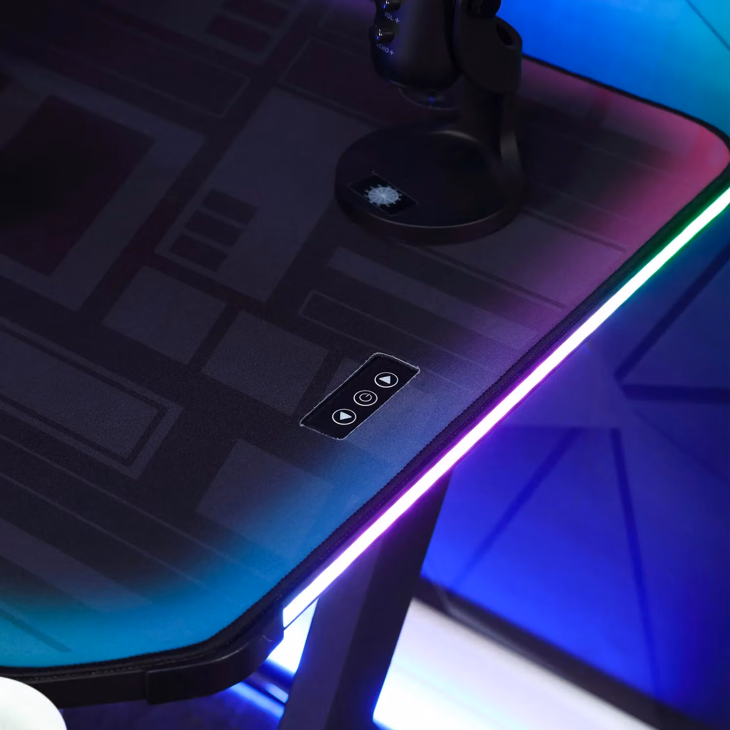 X Rocker Lumio LED Gaming Desk in Black with Mousepad, Cupholder and Headphone Hook – 2