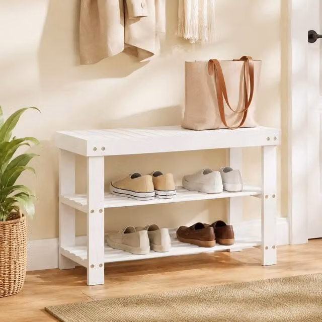 STILVORA White Bamboo Shoe Rack for Hallways – 1