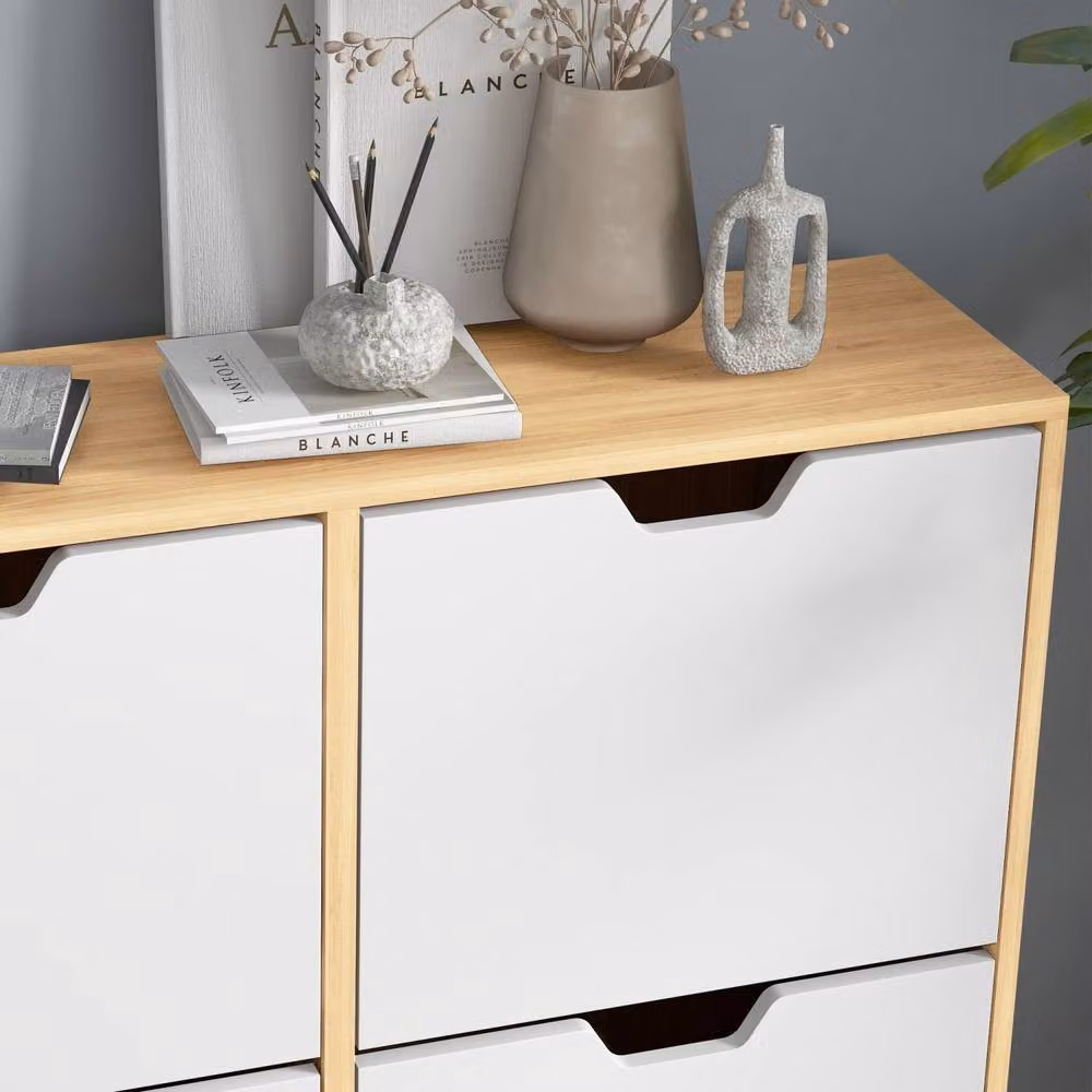 Wyld Haus Margarita Scandi Wooden Shoe Cabinet in White, H 95 x W 95 x D 26 cm – 7