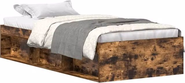 Berkfield Home Modern Smoked Oak Bed Frame in Brown, W/D/H: 90 x 200 cm