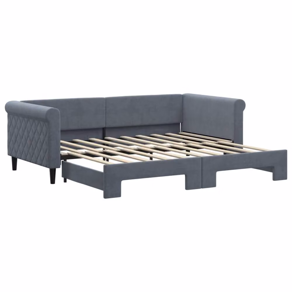 Berkfield Home Daybed with Trundle in Dark Grey Velvet, W/D/H: 90 x 190 cm – 2