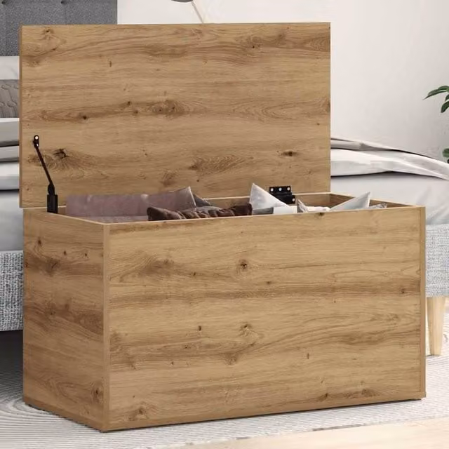 Berkfield Home Artisan Oak Storage Chest in Brown, W/D/H: 84 x 42 x 46 cm – 1