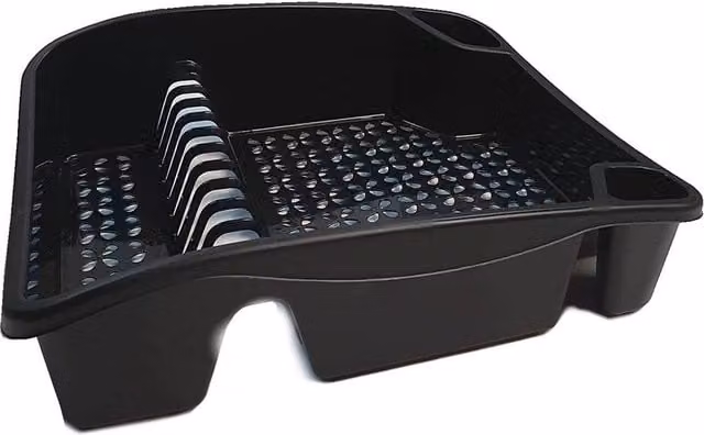 FLAVORA Black Plastic Dish Drainer with Cutlery and Cup Holder