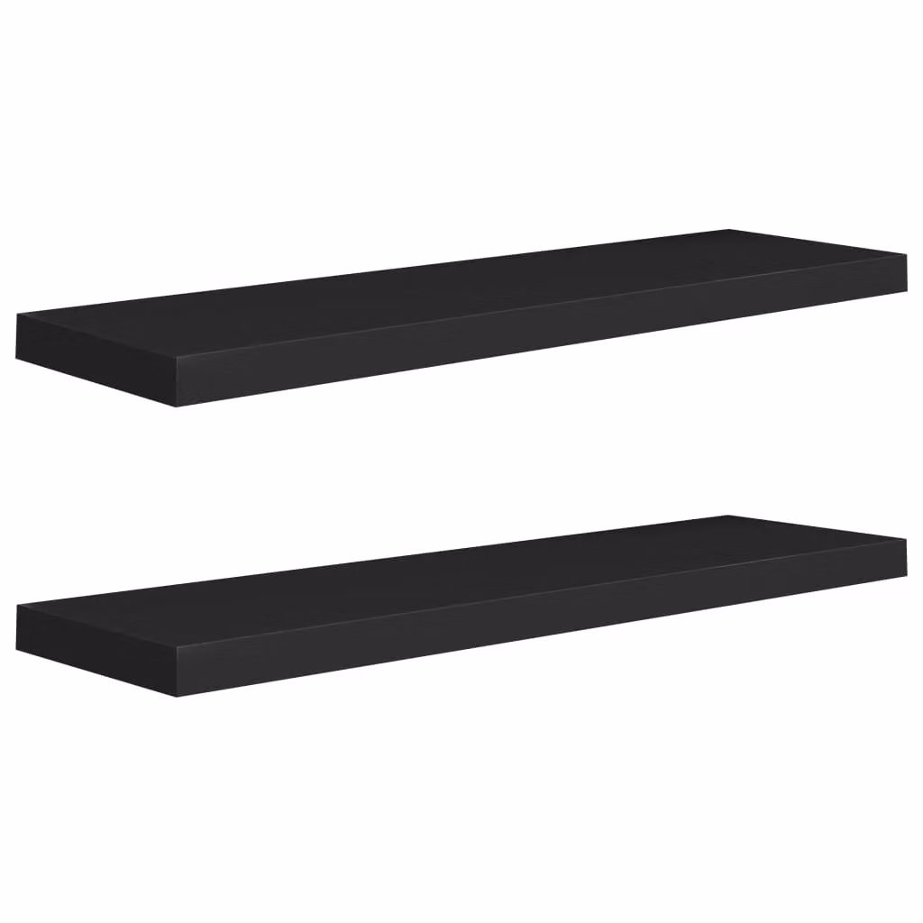 Berkfield Home Floating Wall Shelves, 2 Piece Set, Black, W/D/H: 90 x 23.5 x 3.8 cm – 2