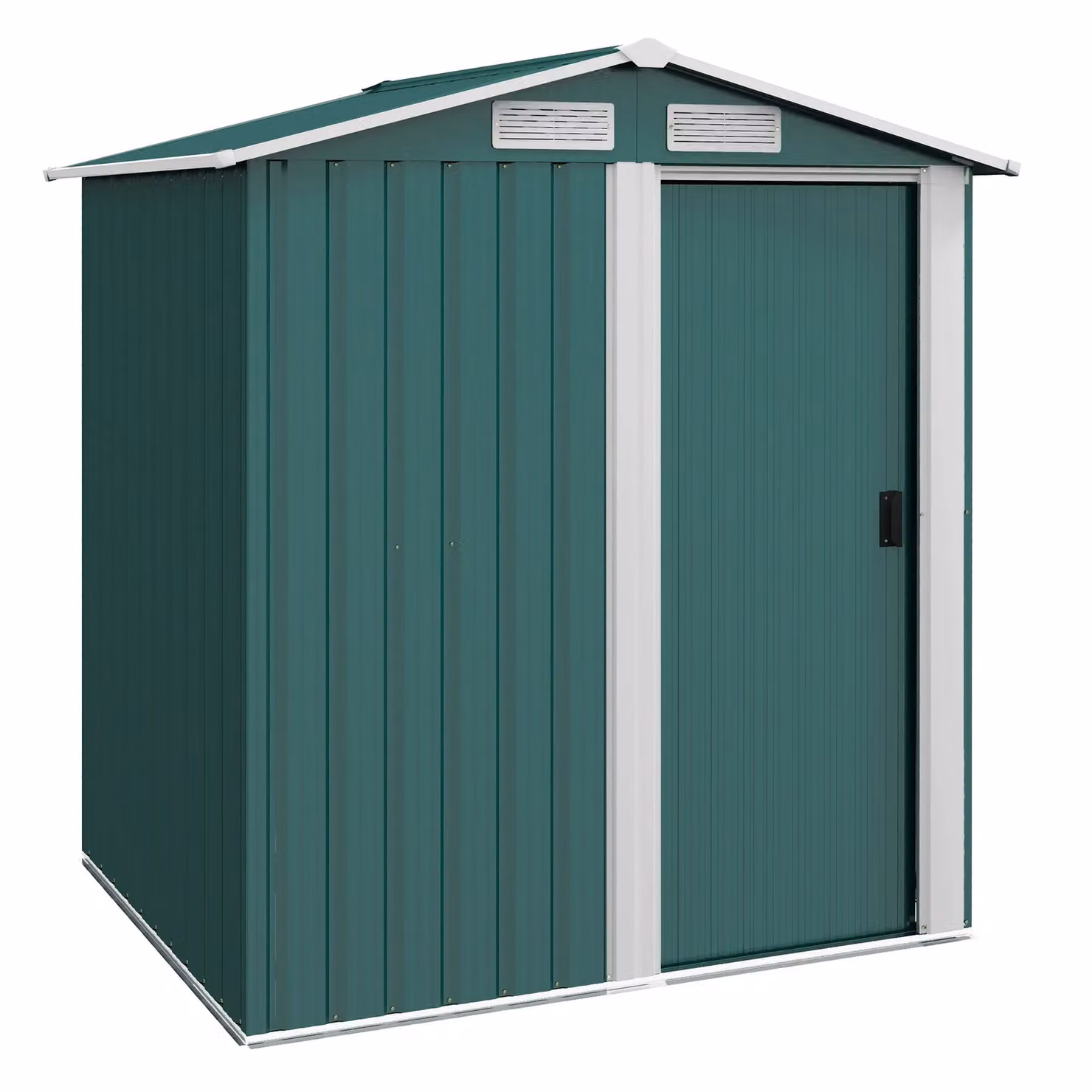 OUTSUNNY Green Metal Outdoor Storage Shed with Sloped Roof and Sliding Door, W/D/H: 131.07 x 131.07 x 188.0 cm – 2