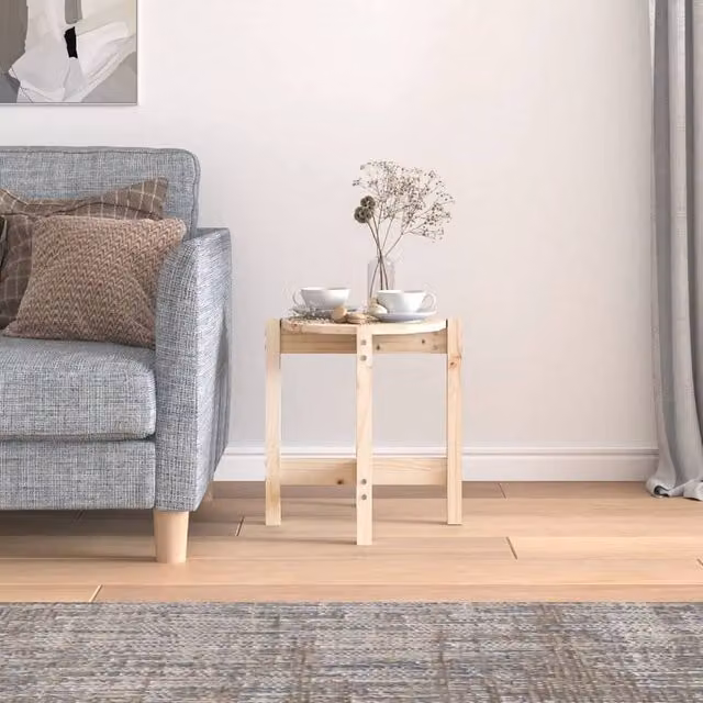 Berkfield Home Beautiful Round Solid Pine Coffee Table, Light Brown, Diameter: 42.5 cm, Height: 45 cm – 1