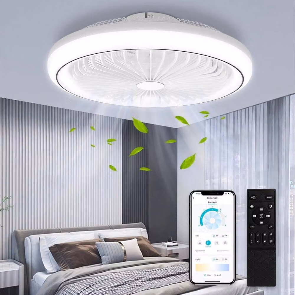 Kelvenix Smart Modern LED Ceiling Fan in White with 6 Speeds, Dimmable Lighting and Remote Control – 3