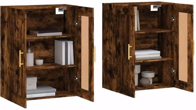 Berkfield Home Wall Mounted Cabinets, 2 Piece Set in Smoked Oak Brown Engineered Wood