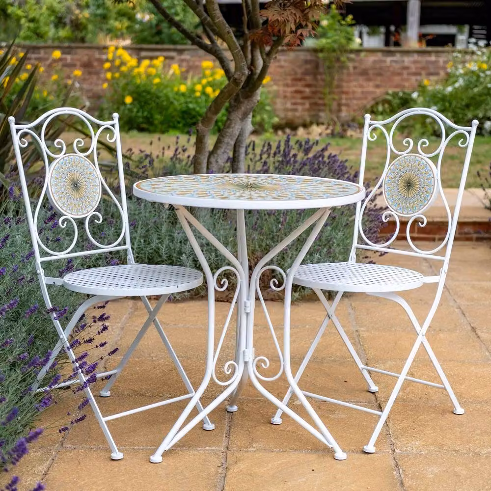 Ascalon Design Ltd Citrus Mosaic Bistro Set in White – 2
