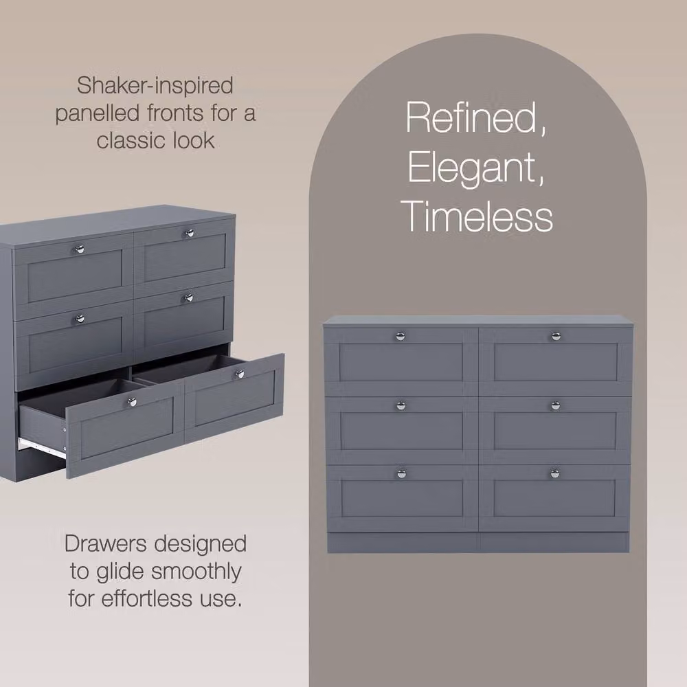Home Discount Vida Designs Altino 6 Drawer Wide Chest of Drawers in Grey – 3