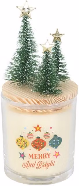 Something Different Merry & Bright Spiced Cinnamon Christmas Tree Candle in White