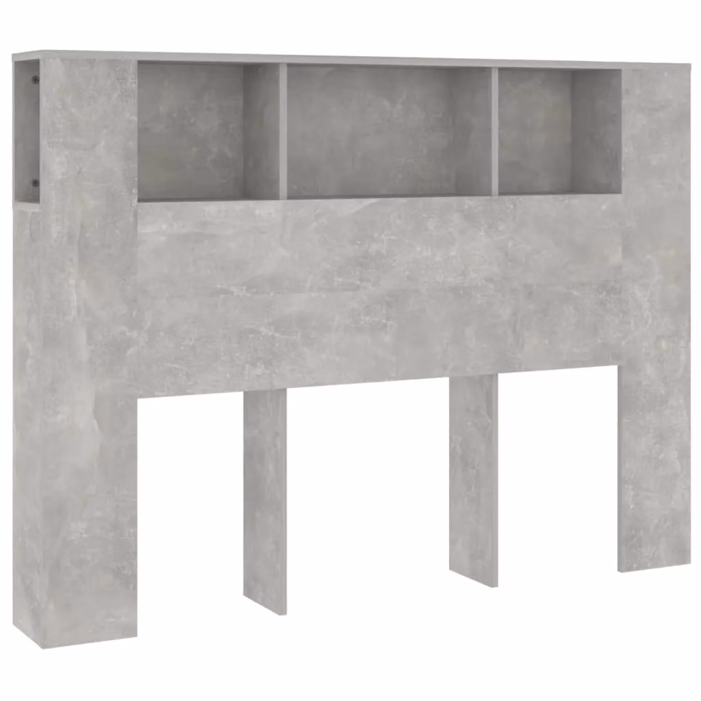Berkfield Home Headboard Cabinet in Concrete Grey, W: 140 cm, D: 18.5 cm, H: 104.5 cm – 2
