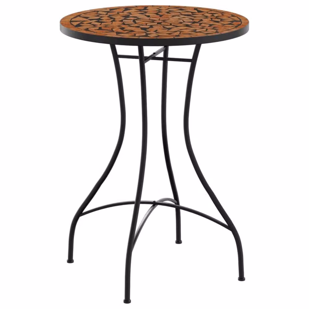 Berkfield Home Mosaic Bistro Table in Burnt Orange Ceramic and Powder Coated Steel, W/D/H: 50 x 70 cm – 2