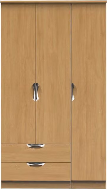 2 U Holborn Ready Assembled Triple Wardrobe with 2 Internal Drawers in Brown