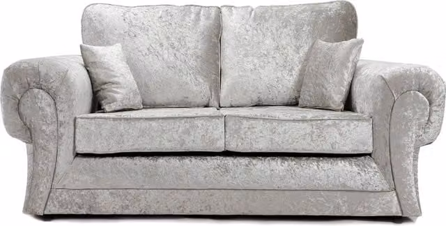 Furnishings For Less UK Chelsea Large 2 Seater Sofa in Silver Crushed Velvet with Rolled Arms