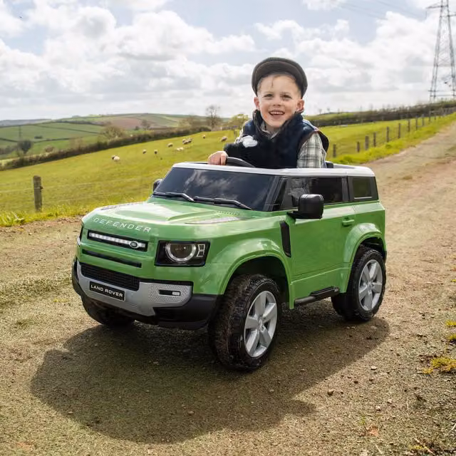 Xootz Land Rover Defender Electric Ride-On Car in Green and White