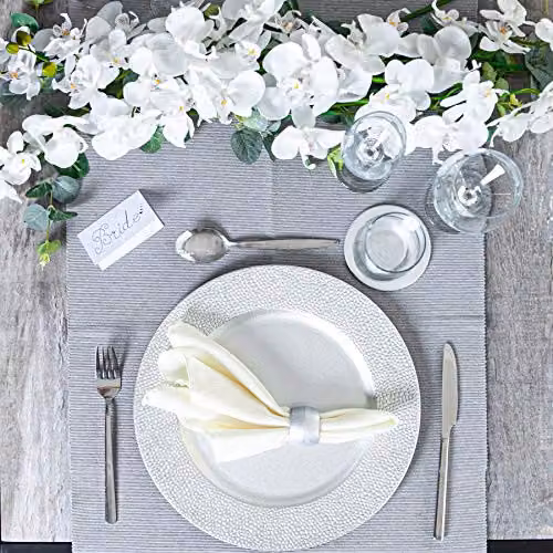 Argon Tableware Silver Hammered Melamine Charger Plates, Pack of 6, Diameter: 33 cm – 2