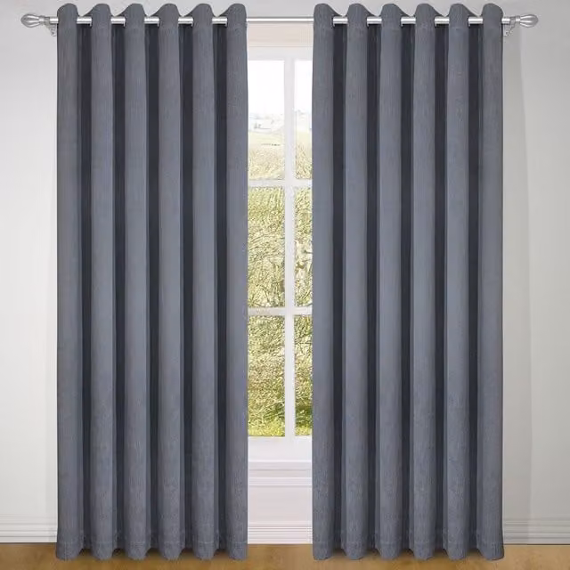 Terrys Treebark Ready Made Blackout Eyelet Curtains in Slate Grey