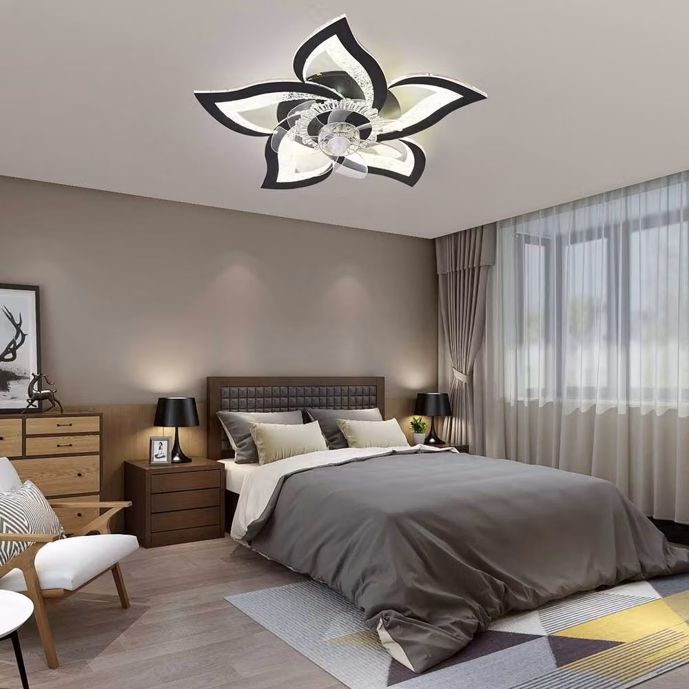 NIVOR Dimmable LED Ceiling Fan with Remote Control and Reversible Silent Motor in Black – 6