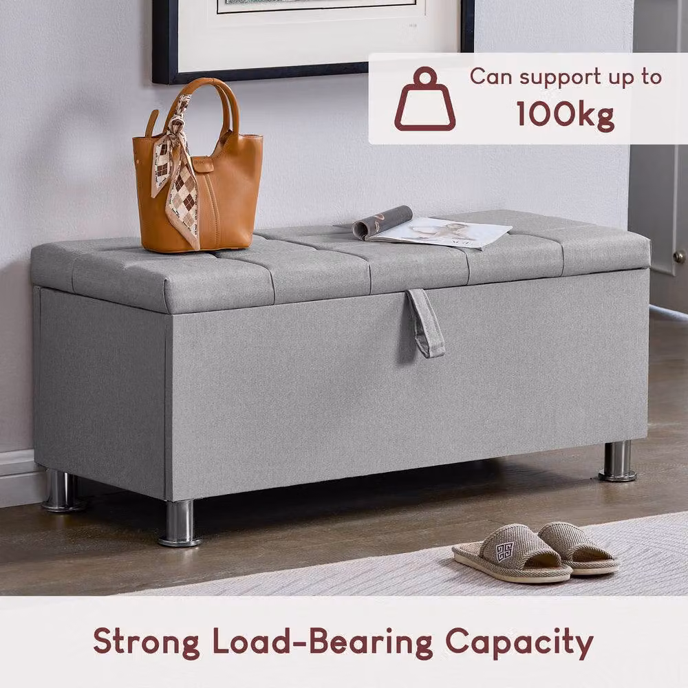 HD Designs Vida Designs Valencia Storage Ottoman in Light Grey – 6