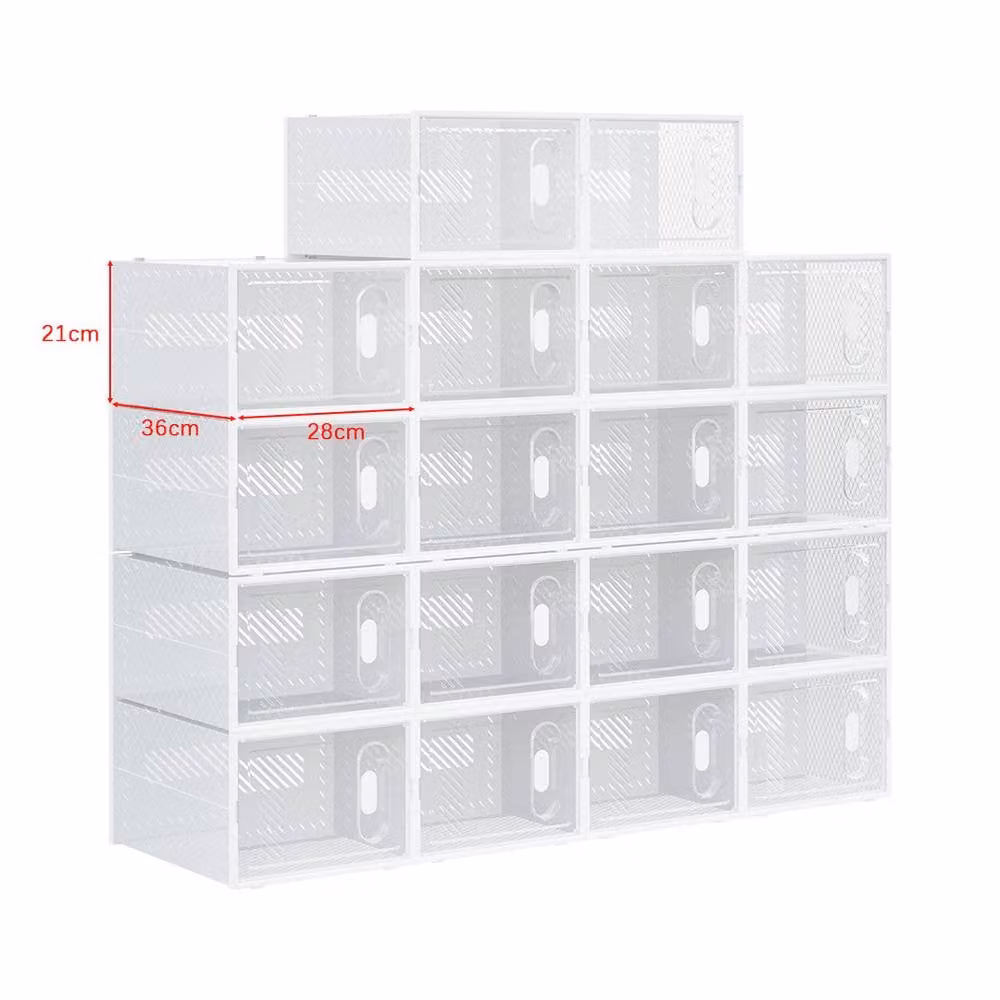 ERGOVEXA 18 Pack Clear Stackable Shoe Storage Boxes with Magnetic Doors – 2