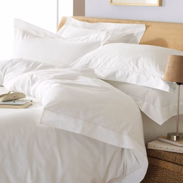 Paoletti White 200 Thread Count Cotton Percale Duvet Cover and Pillowcase Set