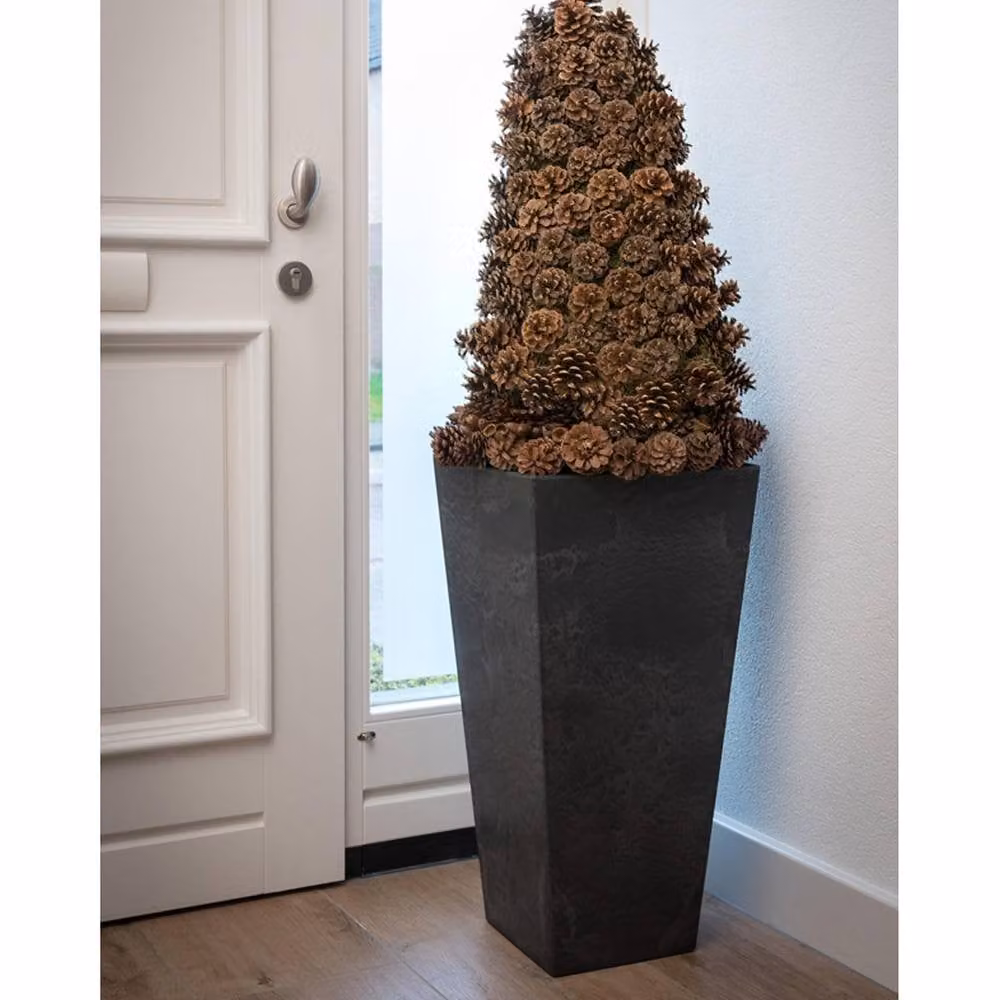 Artstone Ella Vase in Black, W: 26 cm, D: 26 cm, H: 49 cm – 2