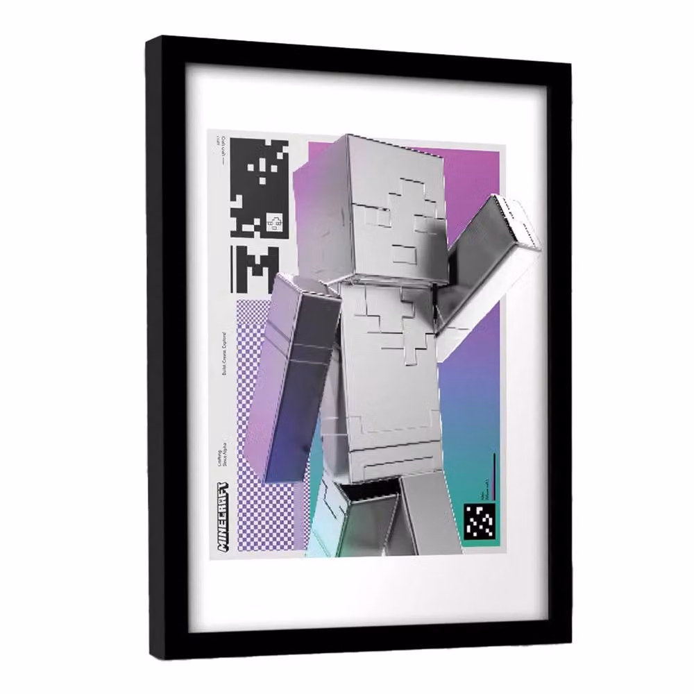 Minecraft Block Wave Multicolour Framed Paper Poster – 2