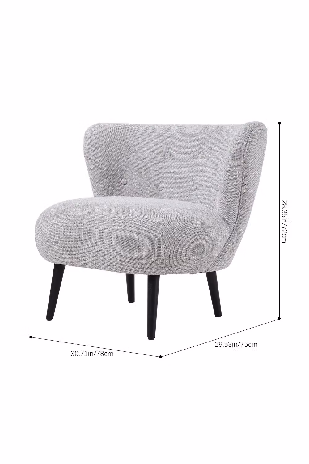Living and Home Grey Upholstered Chenille Tub Lounge Chair with Armrests – 2
