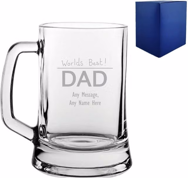 Uniqueful Personalised Engraved Men's Beer Mug for Father's Day in Clear