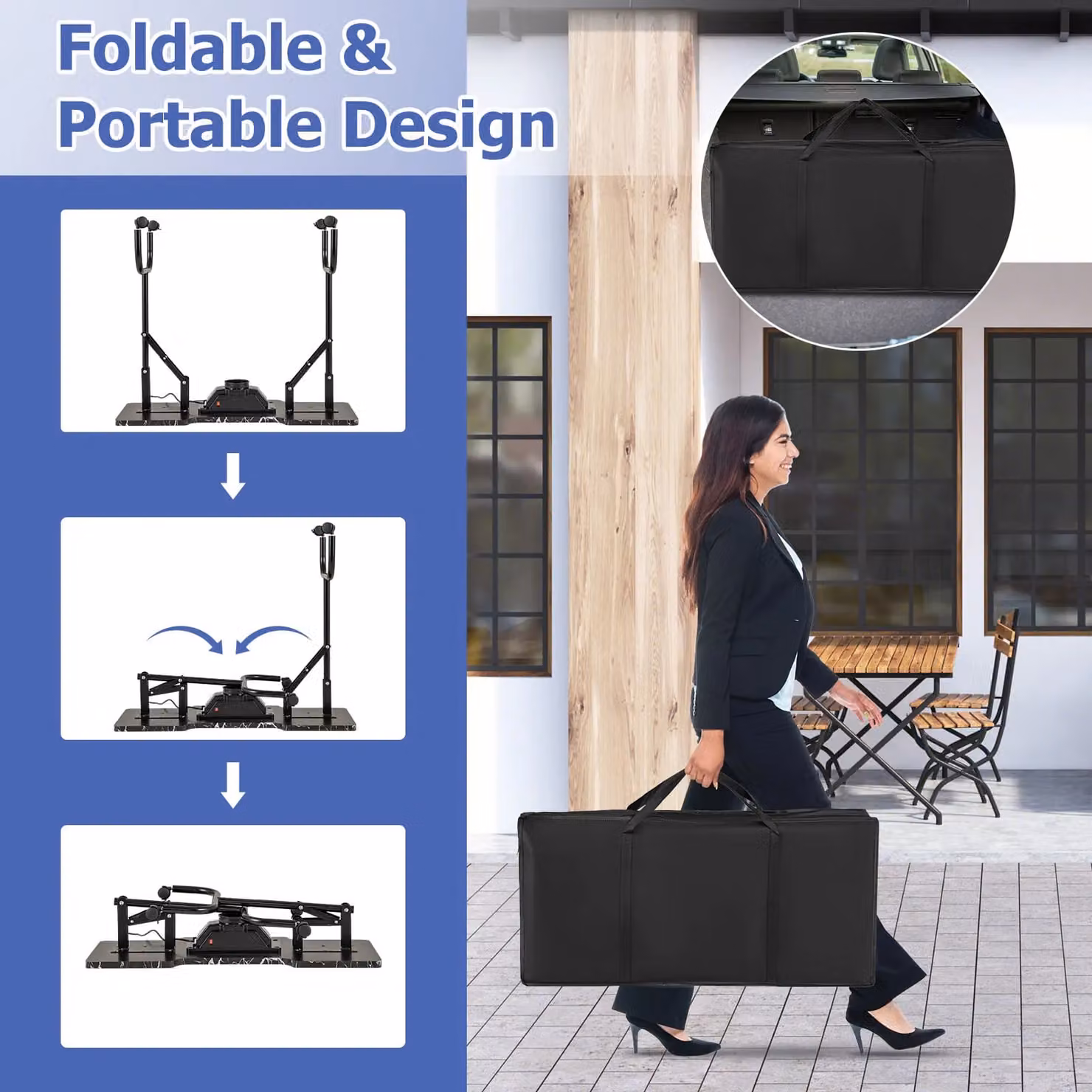 Costway Folding Manicure Nail Table with Electric Dust Collector and Carry Bag in Black – 7