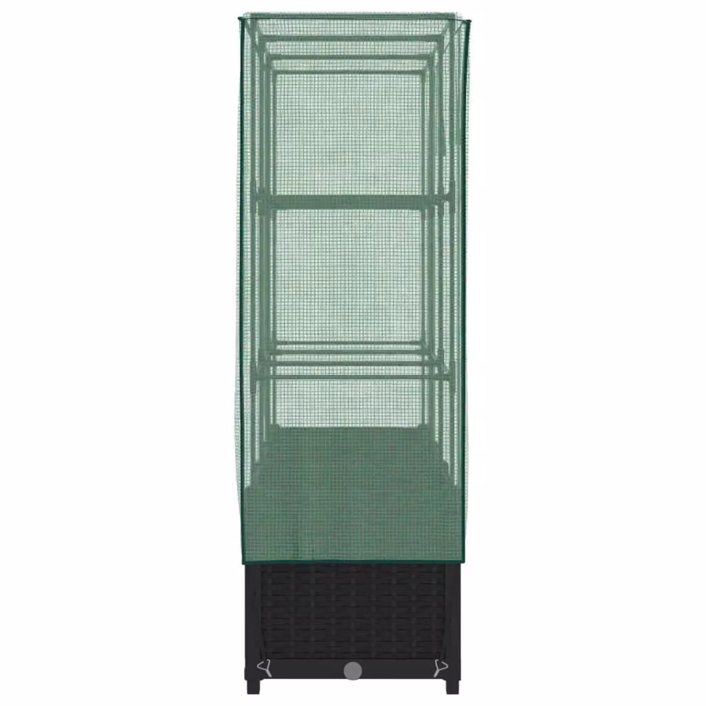 Berkfield Home Raised Bed with Greenhouse Cover in Black Rattan Look, W/D/H: 120 x 40 x 138 cm – 3