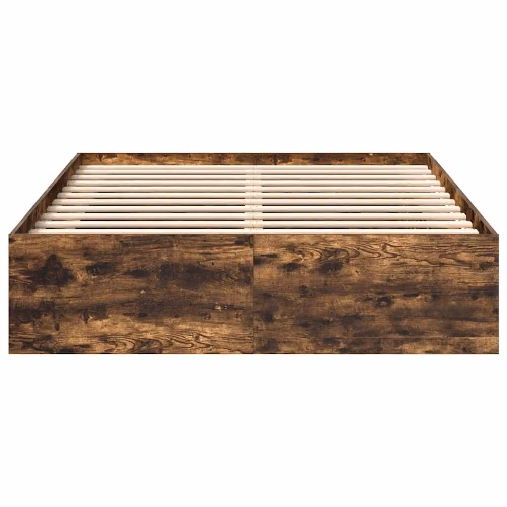 Berkfield Home Modern Bed Frame in Smoked Oak, Brown, W/D/H: 140 x 190 cm – 3