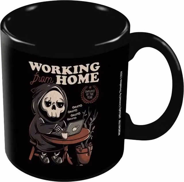 Threadless Working From Home Reaper Ceramic Mug in Black