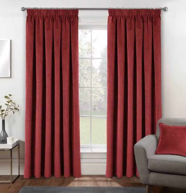 Enhanced Living Red Luxury Supersoft Velvet Blackout Thermal Tape Top Curtains, W: 168 cm, D: 229 cm – 1