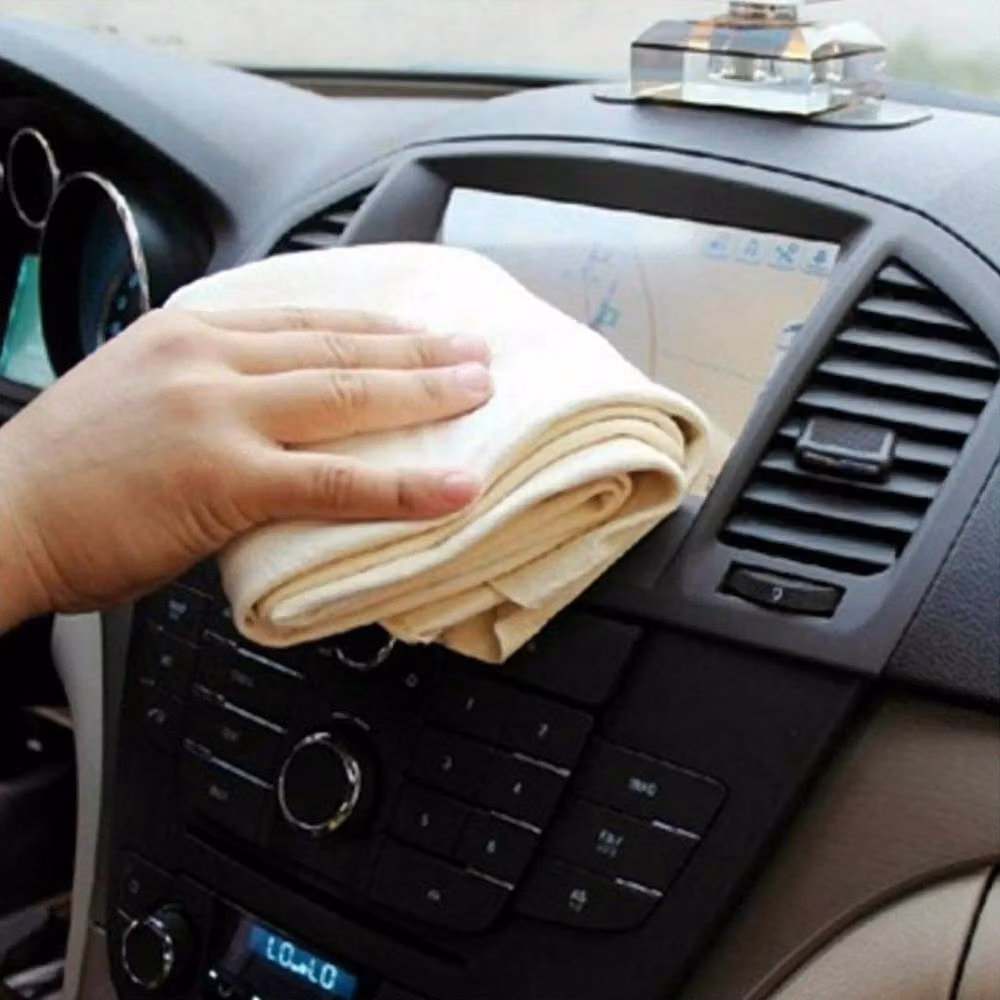NESTLUNE Large Natural Chamois Leather Car Cleaning Cloth, Beige, W: 100 cm, H: 15 cm – 3