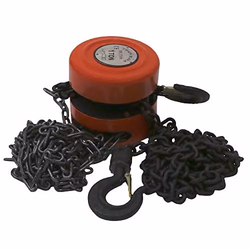 Oypla 1 Ton Manual Steel Chain Hoist and Lifting Block and Tackle in Red and Multicolour