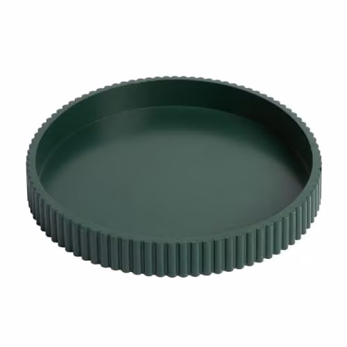OHS Modern Ribbed Round Decorative Tray in Green, Diameter: 28 cm – 1