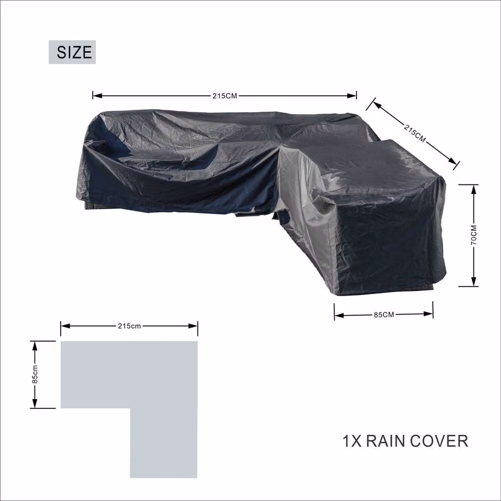 Direct Wicker Waterproof L-shaped Corner Sofa Rain Cover in Black – 7