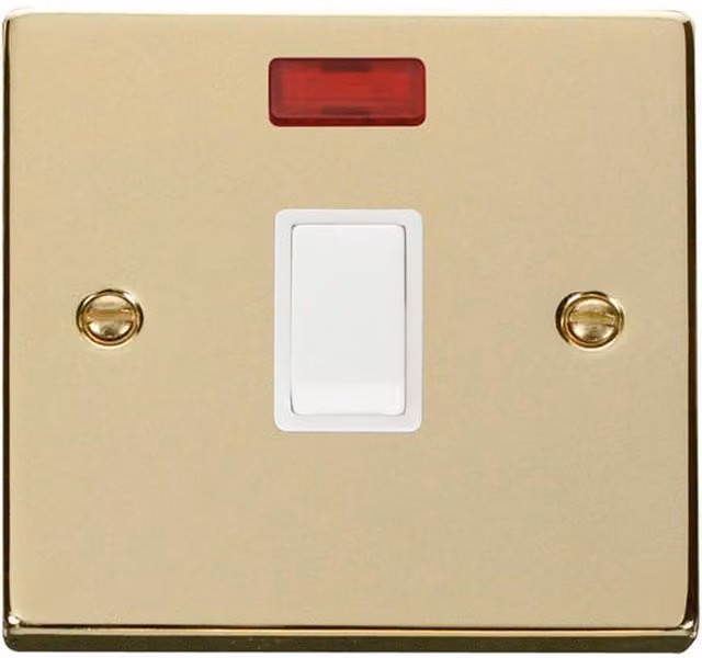 SE HOME White Surface Mount Switch with Polished Brass Plate