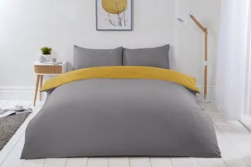 New Edge Blinds Reversible Microfibre Duvet in Yellow, Single, W: 90 cm, H: 200 cm