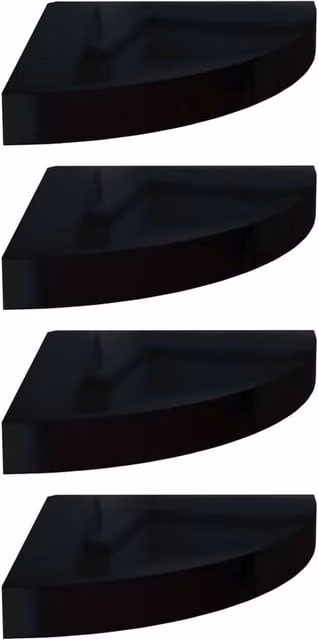 Berkfield Home Floating Corner Shelves, 4 Piece Set, High Gloss Black MDF, W/D/H: 25 x 25 x 3.8 cm – 1