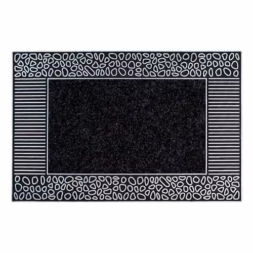JVL Rico Pebbles Metallic Indoor Doormat, Silver and Black, W: 70 cm, D: 45 cm – 1