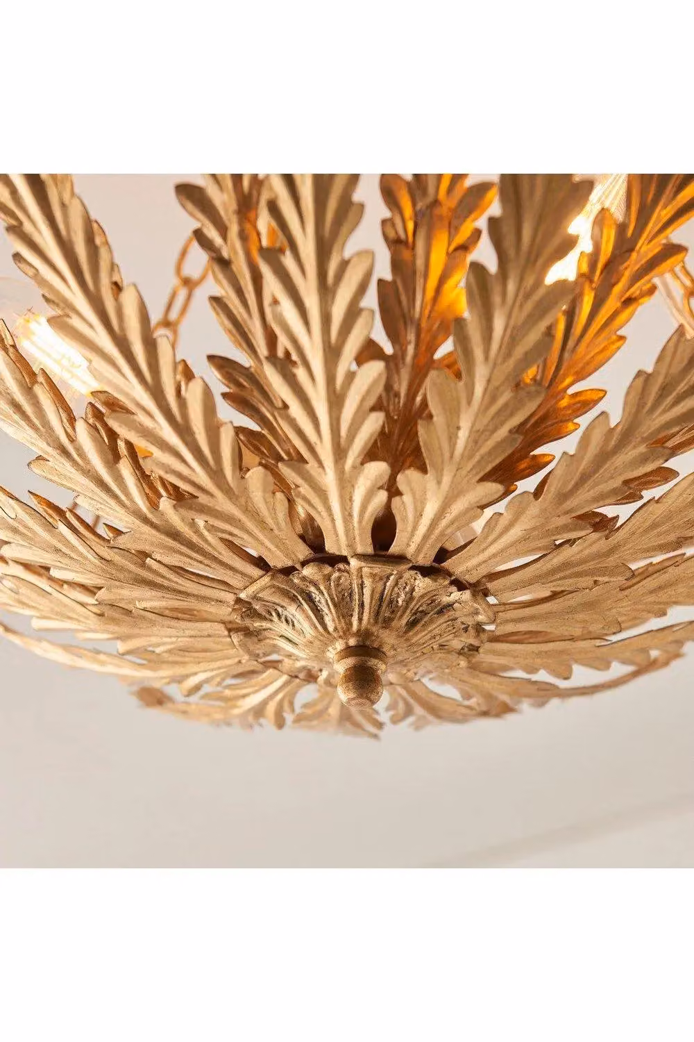 Netlighting Delphine Decorative Gold Layered Leaf Semi Flush Ceiling Light – 2