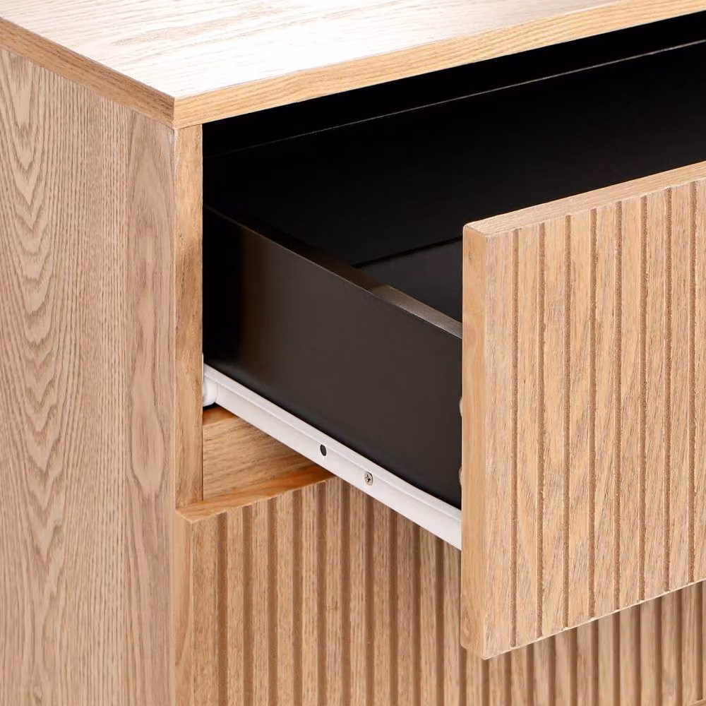 Wyld and Coco LuxeCasa 4-Drawer Chest in Brown Natural Ash with Ribbed Front Modern Storage – 3