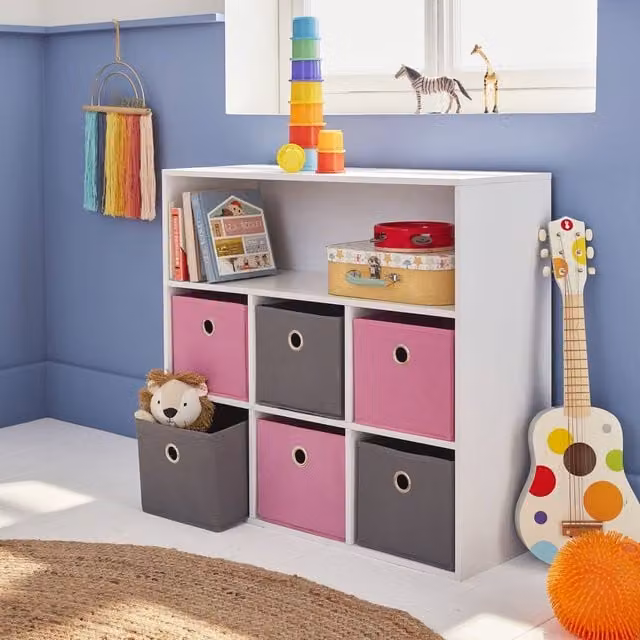 sweeek Scandinavian Style Storage Unit with 6 Baskets in Pink, W/D/H: 70.0 x 29.5 x 29.5 cm – 1